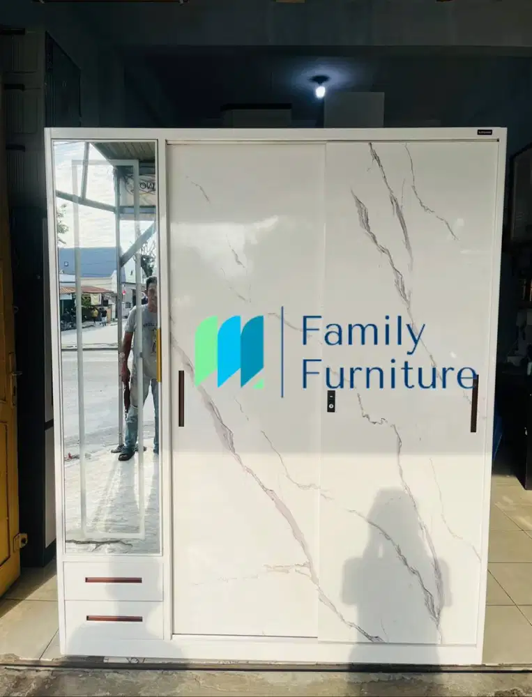 Lemari Pakaian Plat Besi 4 Pintu Slide kombi Buka (INF LM SS21 FM)