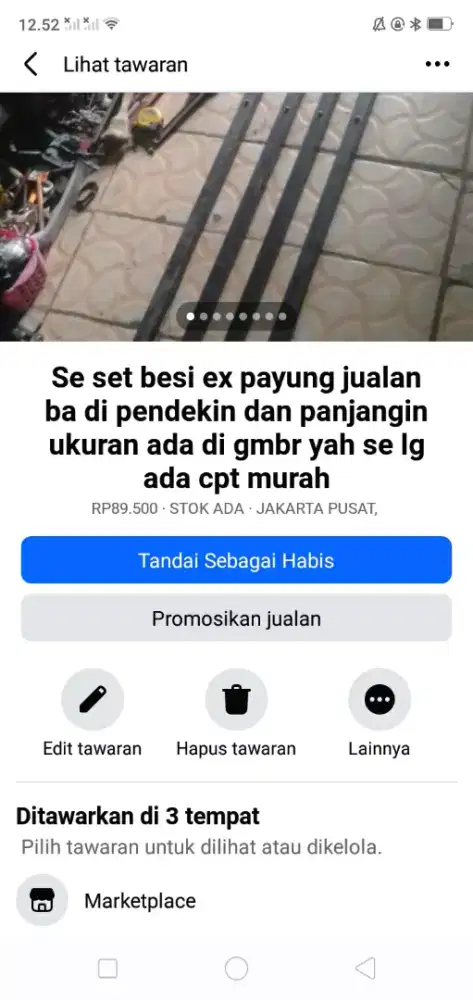 Se paket besi BS pjg/pndk ex payung tenda mgkn ada yg perlu