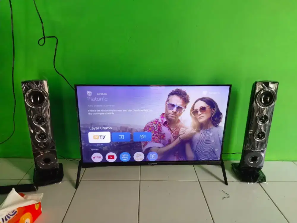 Google tv digital merek Polytron barang baru ukuran 32inc