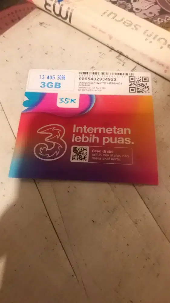 Kartu Perdana Three Happy 3 GB