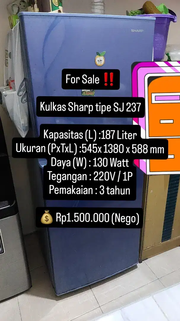 Kulkas Sharp 2 Pintu