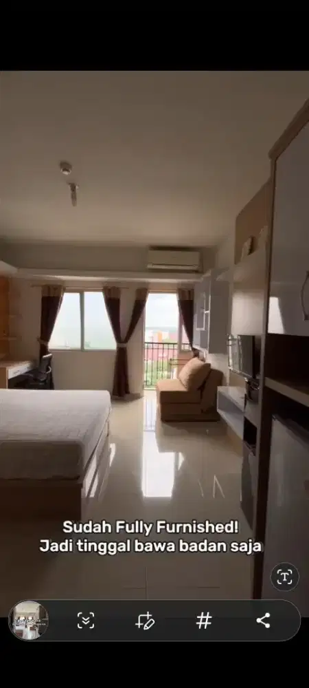 Disewakan atau Dijual Apartemen samping UI connect ke St kereta