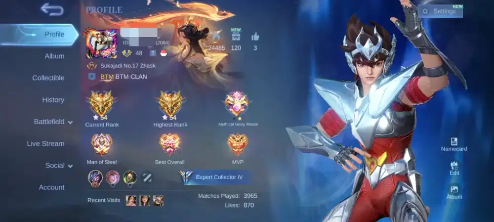 Akun Mobile Legend MLBB Glory Expert Collector