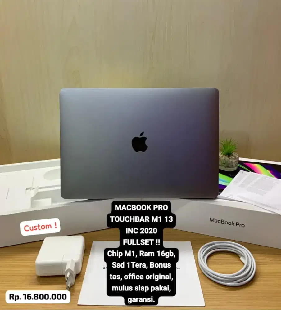 MACBOOK PRO M1 TOUCHBAR 13 INC, CUSTOM!! LENGKAP SIAP PAKAI, GARANSI