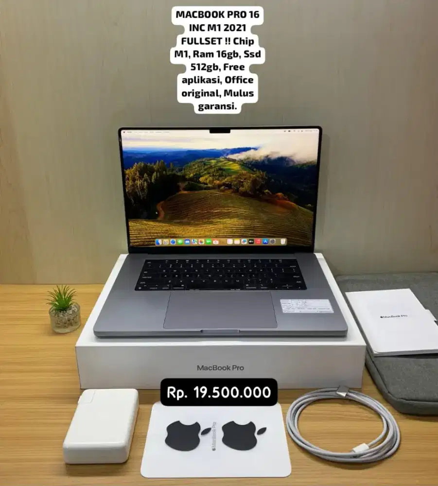 MACBOOK PRO M1 16 INC FULLSET !! LENGKAP SIAP PAKAI, MULUS GARANSI