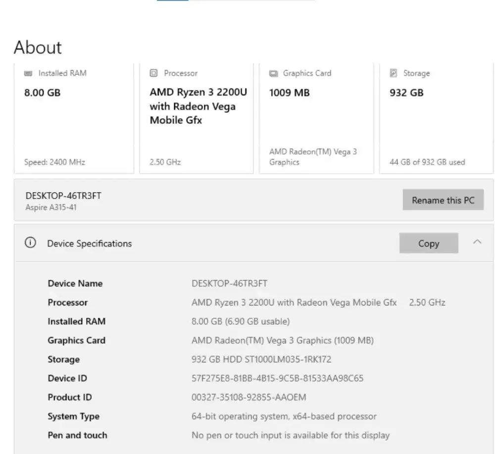 Acer Aspire siap pakai