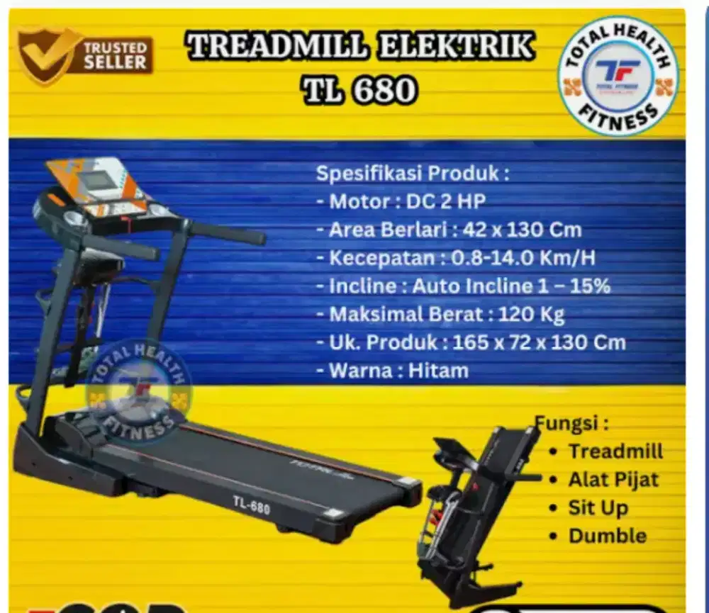 Alat fitness treadmill elektrik tl 680