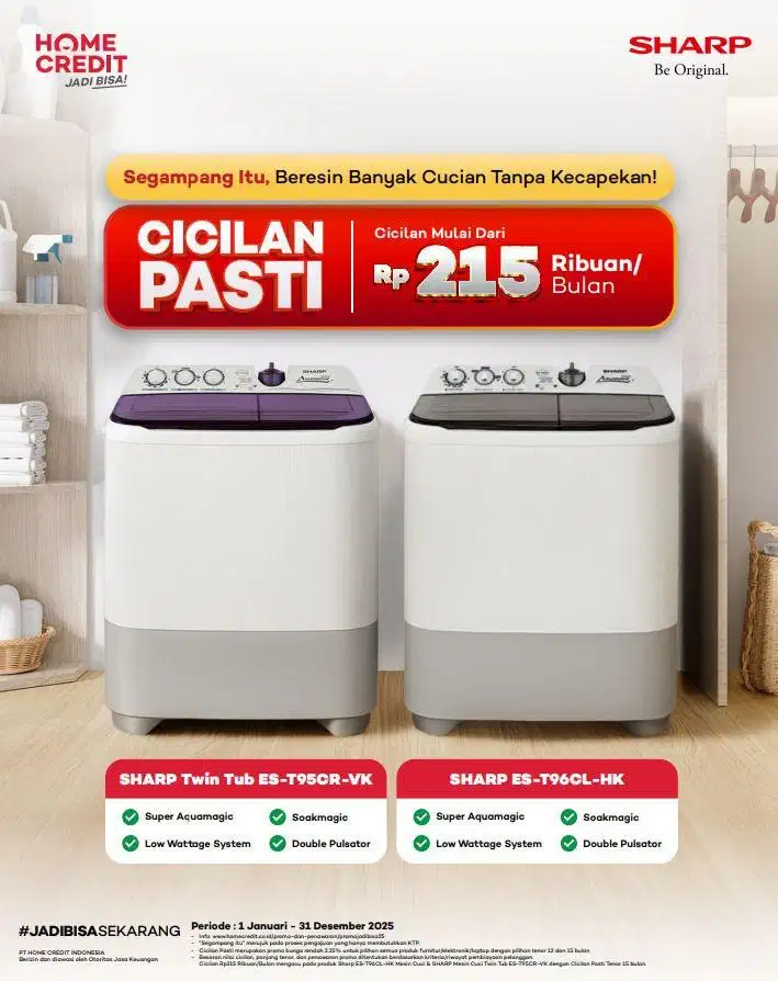 MESIN CUCI SHARP 2 TABUNG LOW WATT