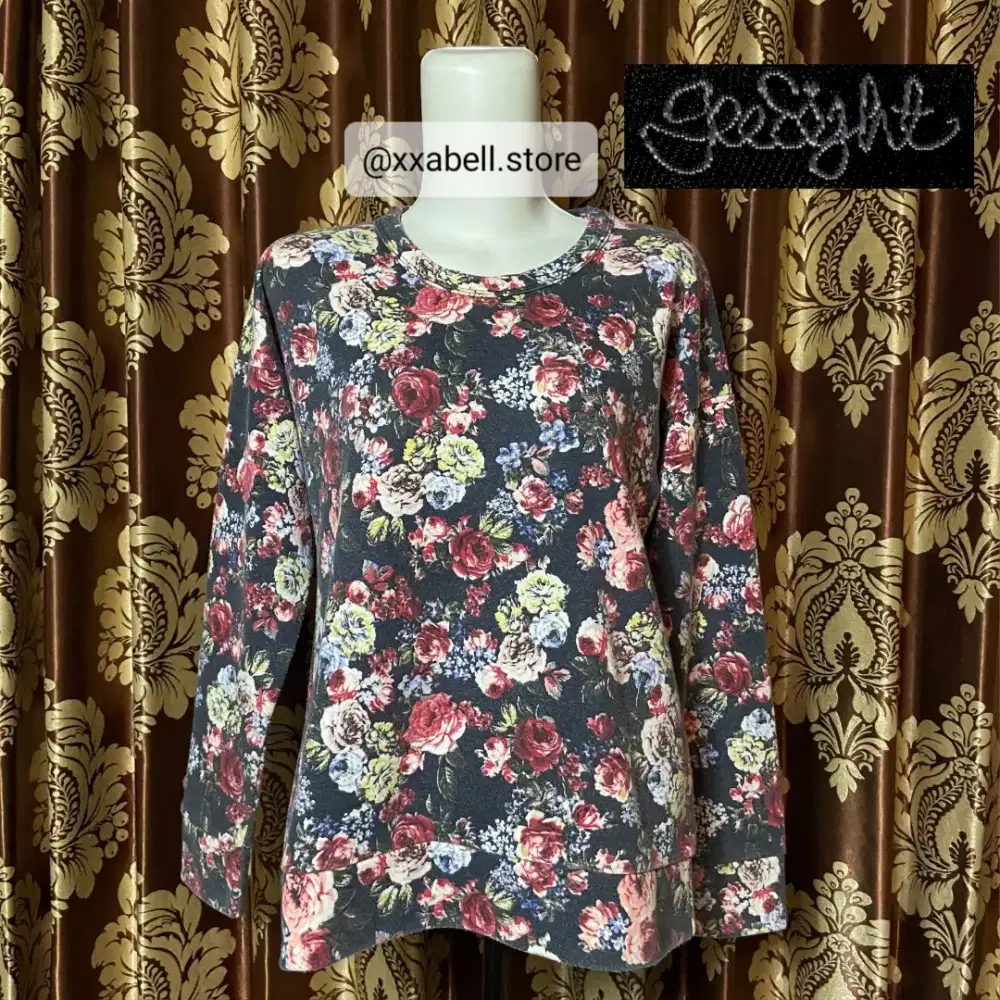 preloved baju atasan sweater cewek brand geesight motif bunga