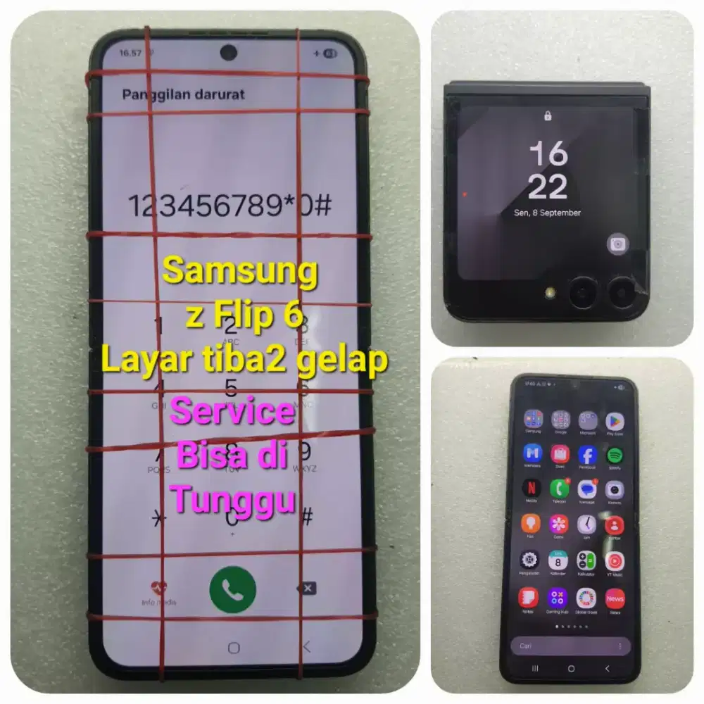 Servis SAMSUNG Z Flip 6 layar bleng gelap bisa di tunggu