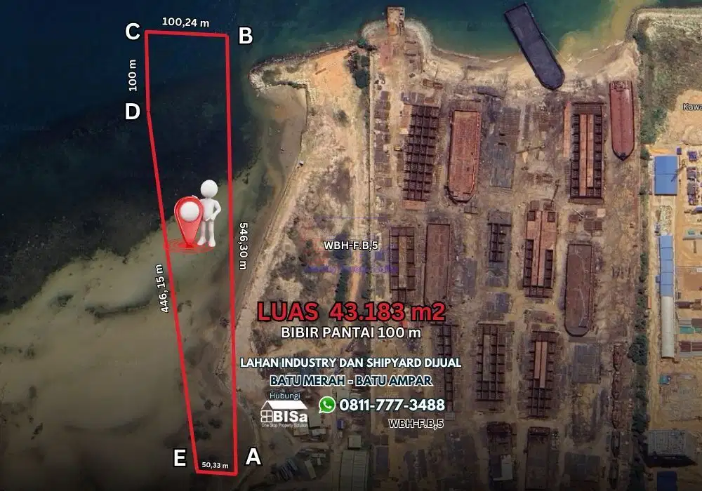 Lahan Industry Tepi Pantai di Batu Merah-Batu Ampar Batam Dijual