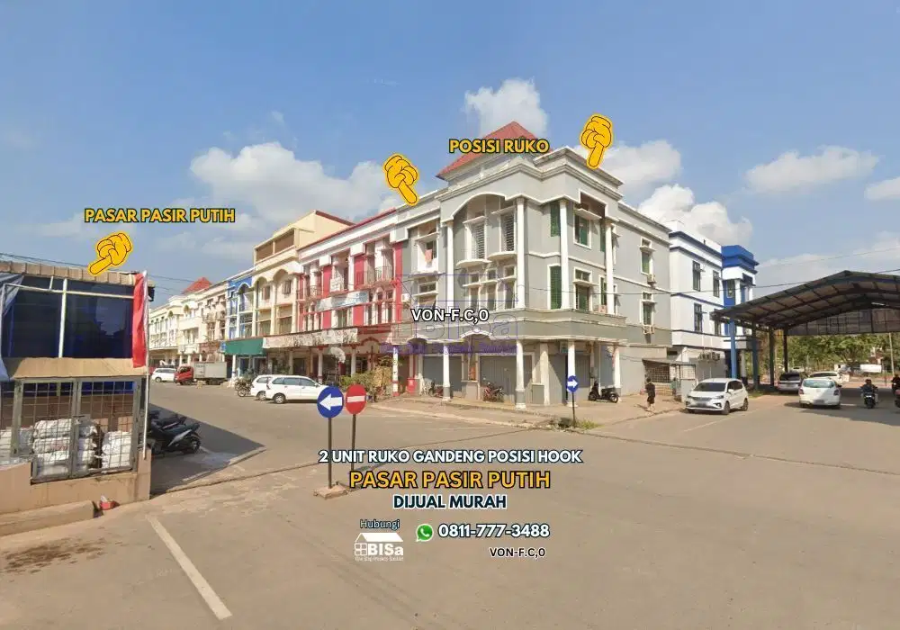 Ruko Hook Gandeng di Trikarsa Equalita seberang Pasar Pasir Putih di Jual