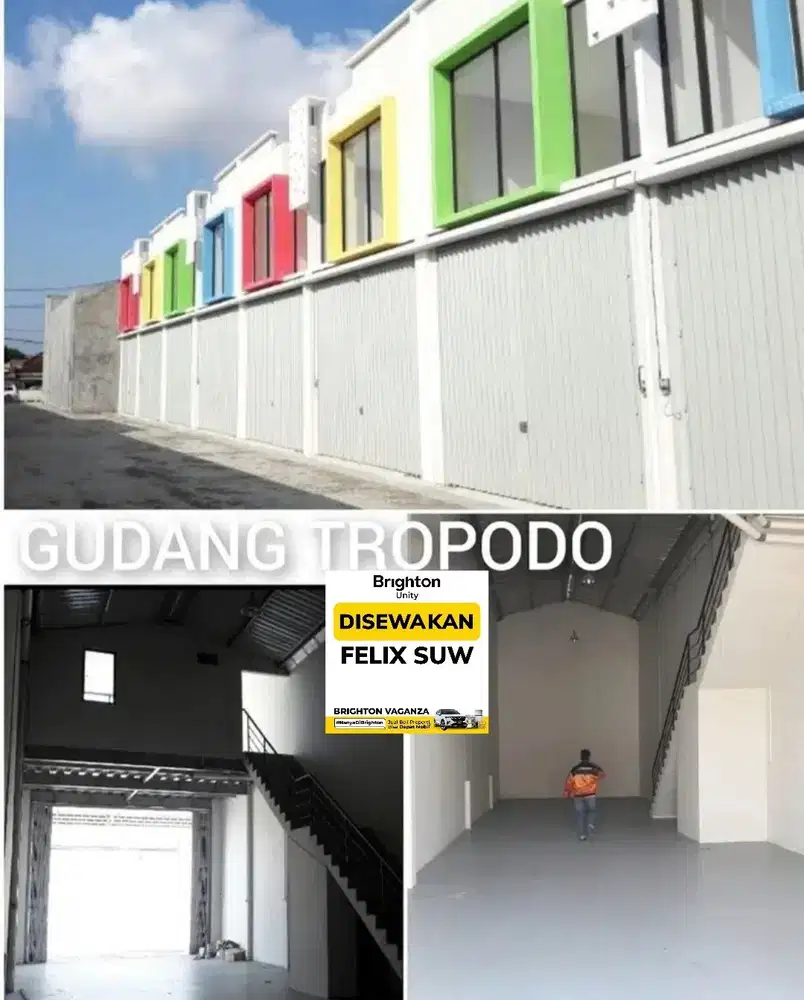 Disewakan Gudang 2 lt  Tropodo