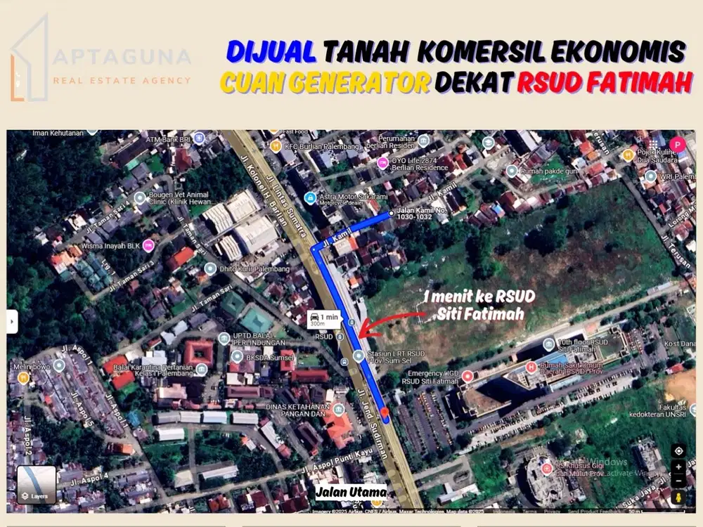 Tanah di Tengah Kota dekat RSUD Siti Fatimah Palembang