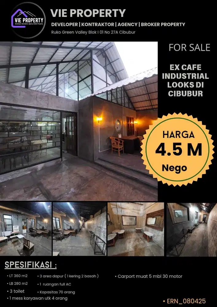 DIJUAL EX CAFE INDUSTRIAL LOOOK DI KOTA CIBUBUR