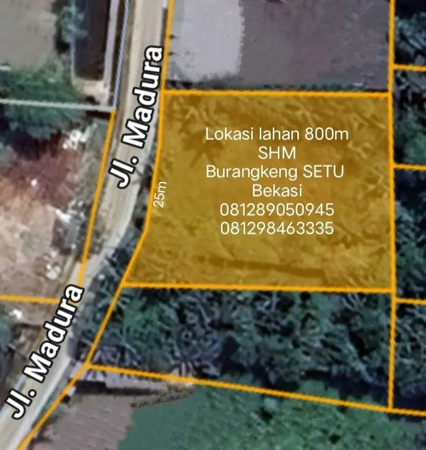 Dijual tanah di Burangkeng Setu Kabupaten Bekasi