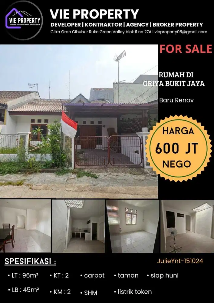 BARU RENOV RUMAH DIJUAL DI GRIYA BUKIT JAYA