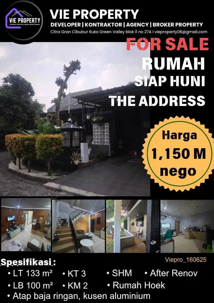 BARU RENOV, RUMAH SIAP HUNI THE ADDRESS CIBUBUR