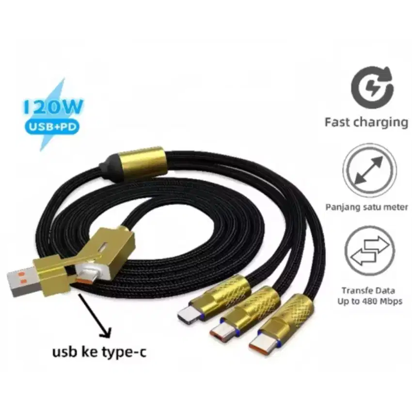 Kabel Data 3 to 2 Type C to Type C Lightning Micro USB