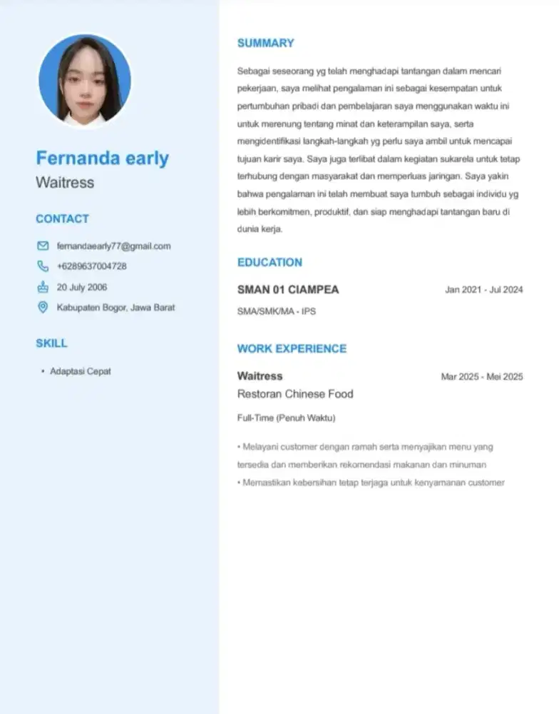 Info loker daerah Bogor-Tangerang