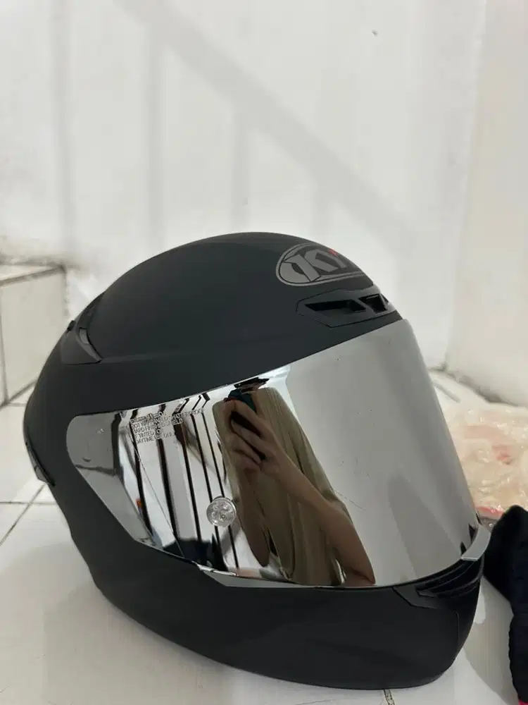 Helm Kyt TT Course Plain Hitam Doff Size L