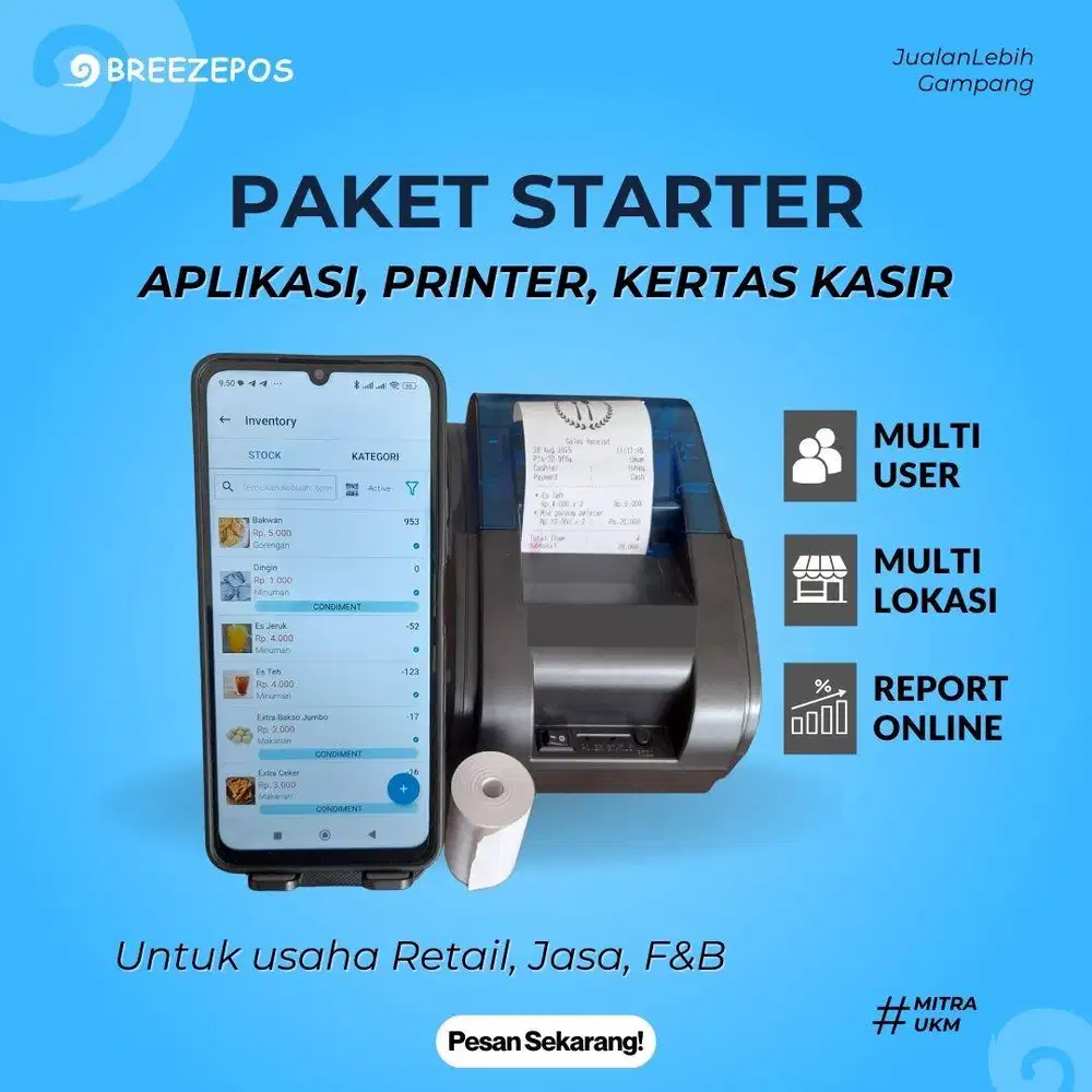 Mesin kasir android Untuk Toko & Cafe, Paket Starter
