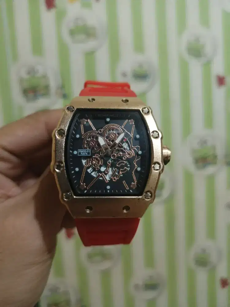 RM Watches Jam Tangan Pria Mewah Tali Rubber Tanggal Aktif Berkualitas