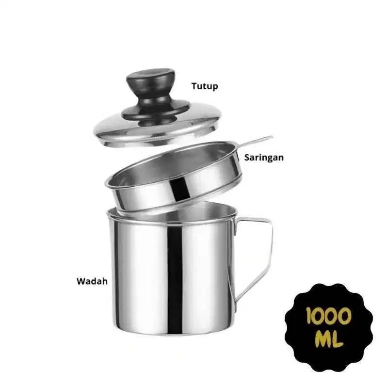 Oil Pot Filter 1000ML Stainless Saringan Minyak Goreng Sisa