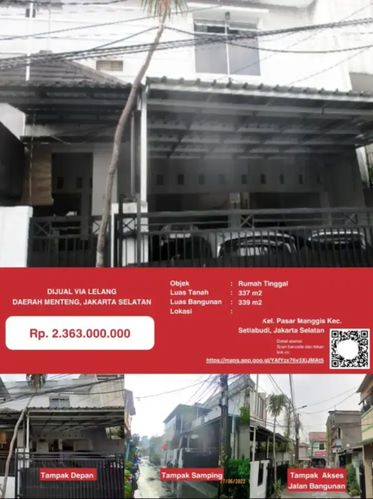 Dijual Rumah Siap Huni Daerah Menteng Pasar Manggis