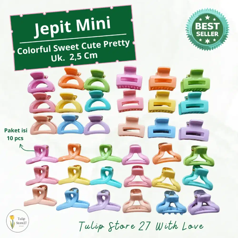 10 pcs Jepit Mini anak aneka bentuk dan warna Colorful Cute