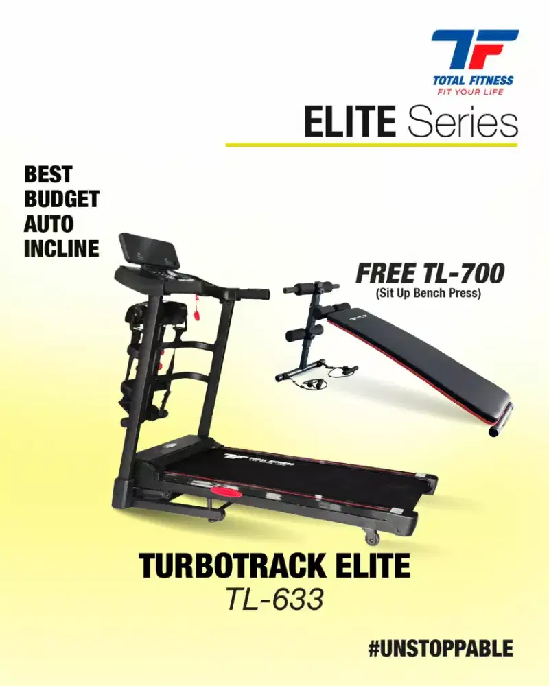 Alat fitnes treadmill elektrik TL 633 incline abu abu