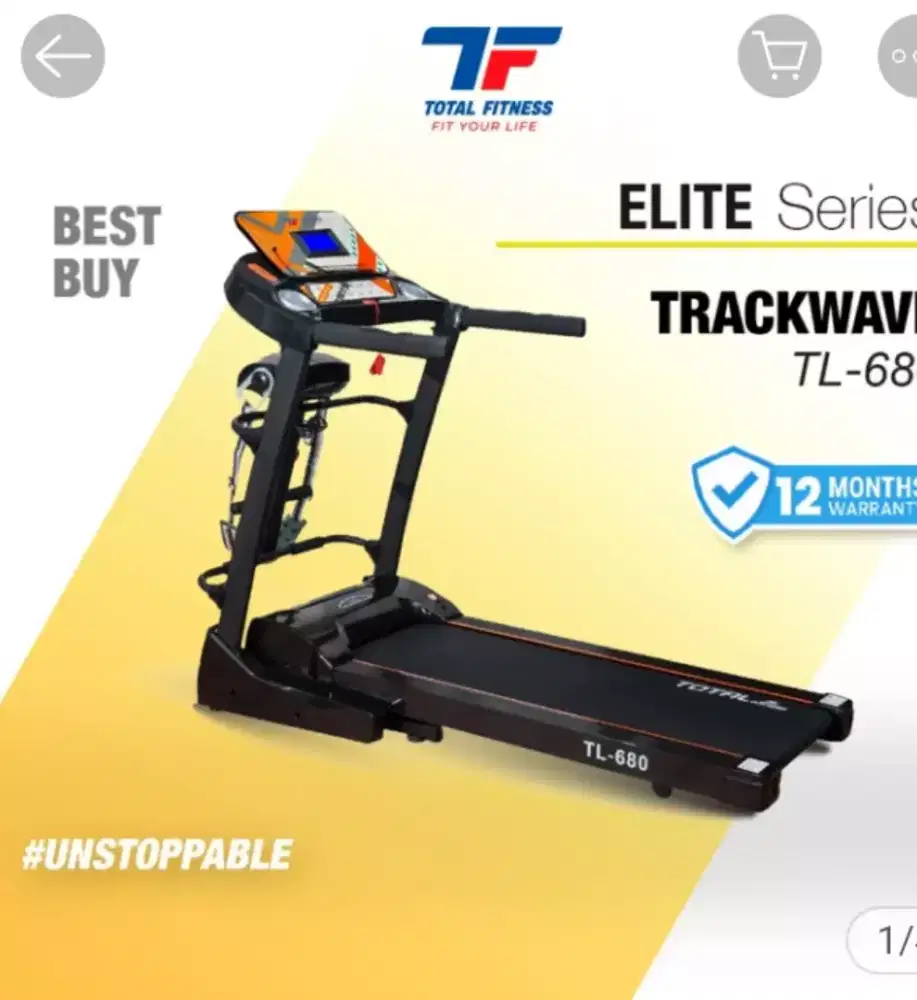 Peralatan fitnes treadmill elektrik TF 680 incline