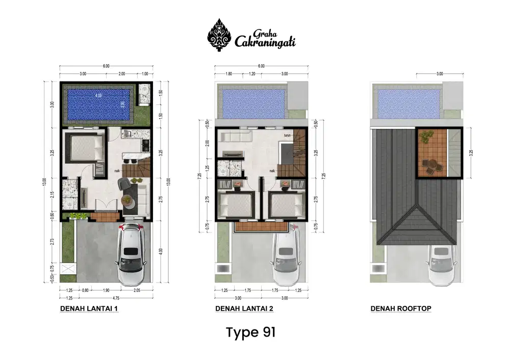 Rumah Villa 3 Lantai 2 Menit Alun Alun Batu View Indah Furnished