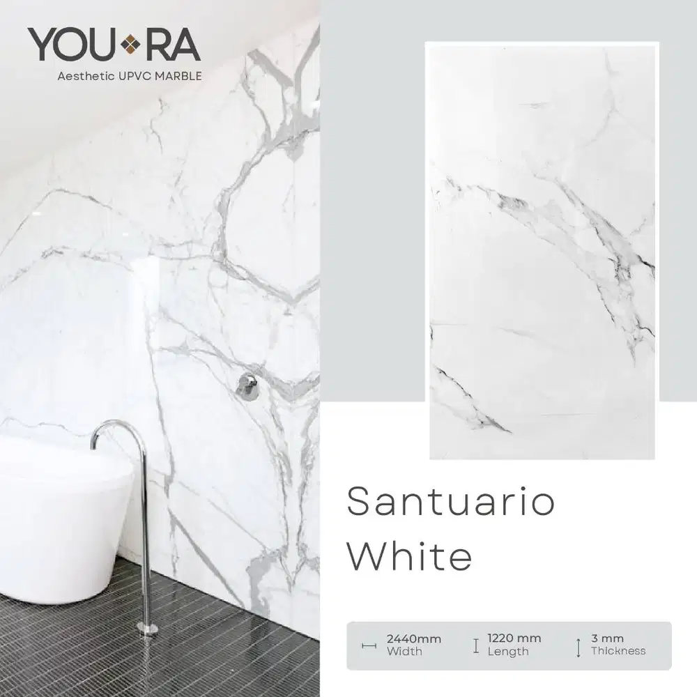 YOU-RA PVC Wall Panel Marmer Dinding Tebal 3mm by YOU-RA 122cm x 244cm