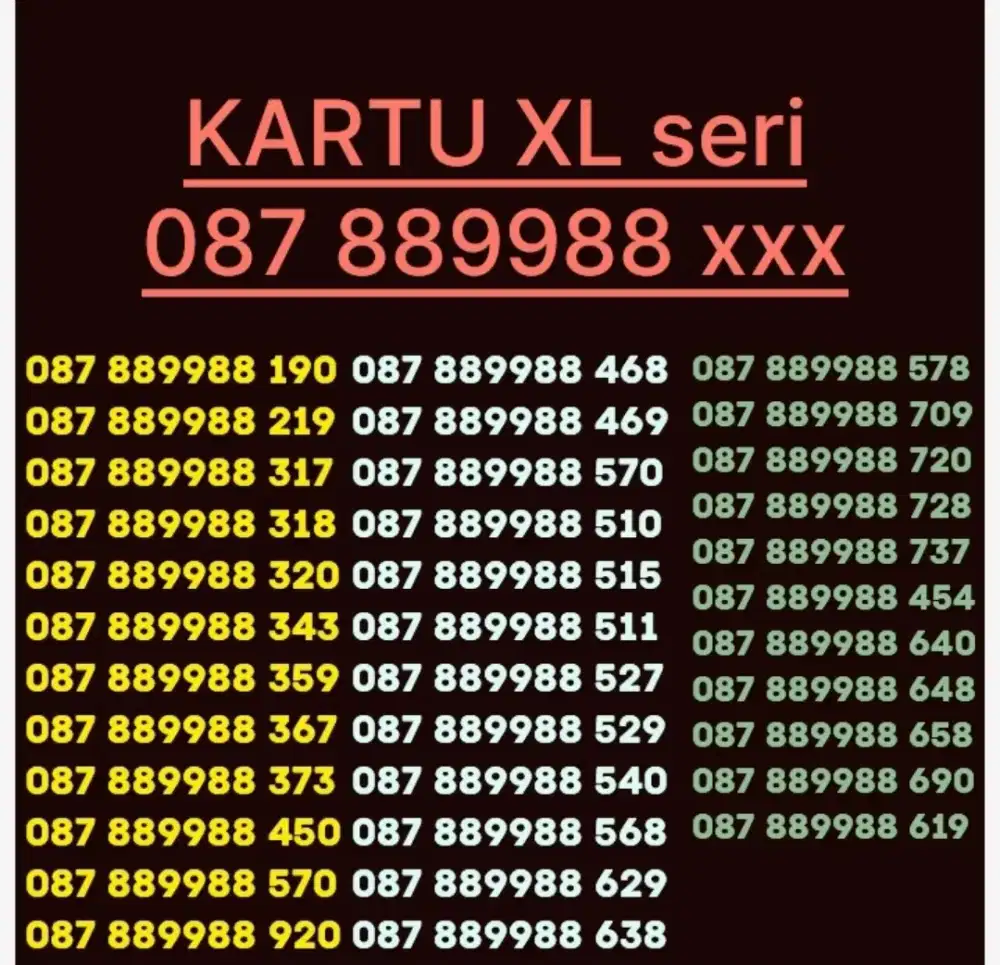 Nomor cantik XL seri 889988