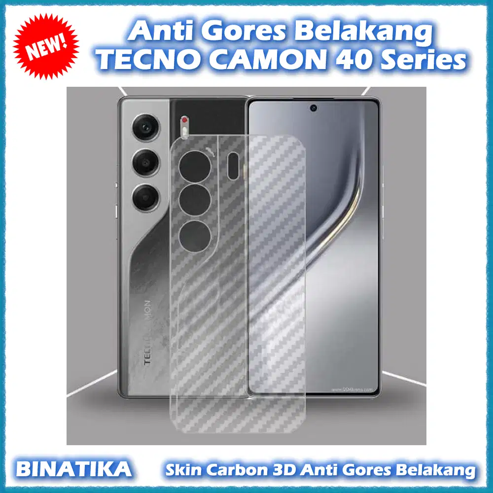 Anti Gores Belakang TECNO CAMON 40 4G & TECNO CAMON 40 PRO Skin Carbon