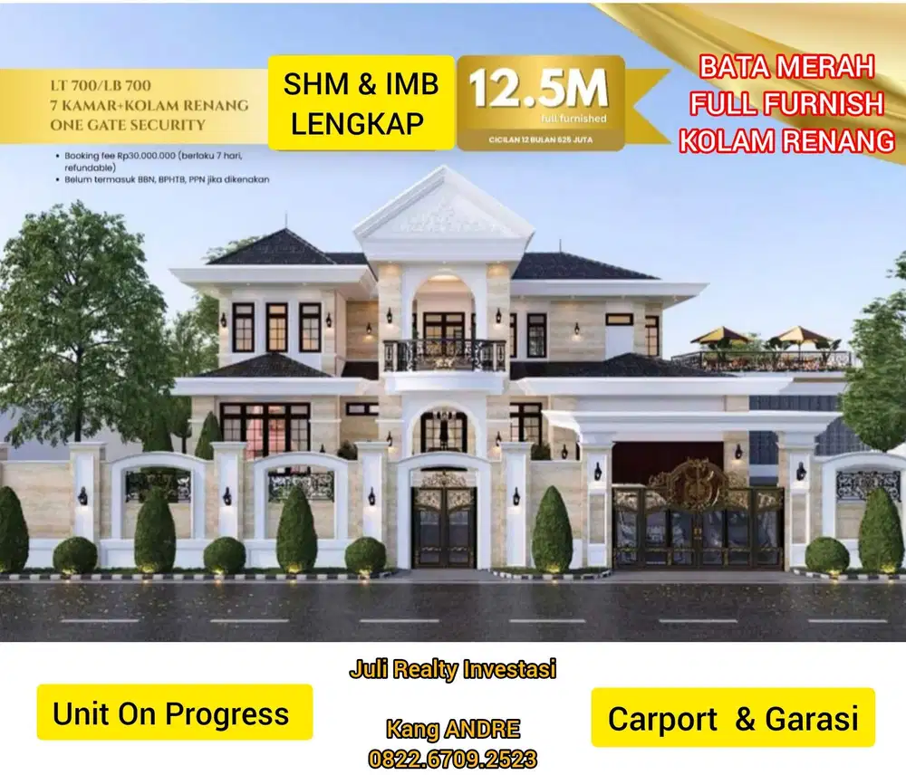 RUMAH MEWAH BATA MERAH, BOGOR LAKESIDE FULL FURNITURE & PRIVATE POOL