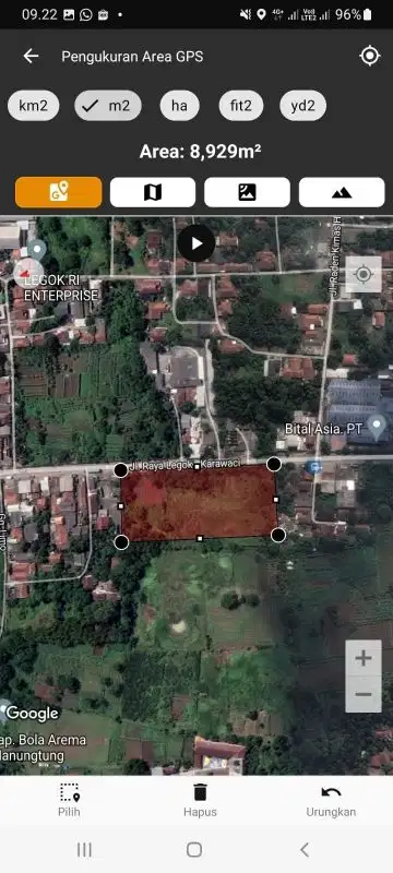dijual tanah 8910m SHM  jl raya legok karawaci