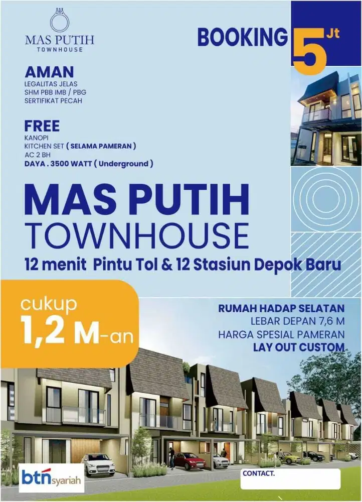 Town house 3 kamar tidur 3 kamar mandi