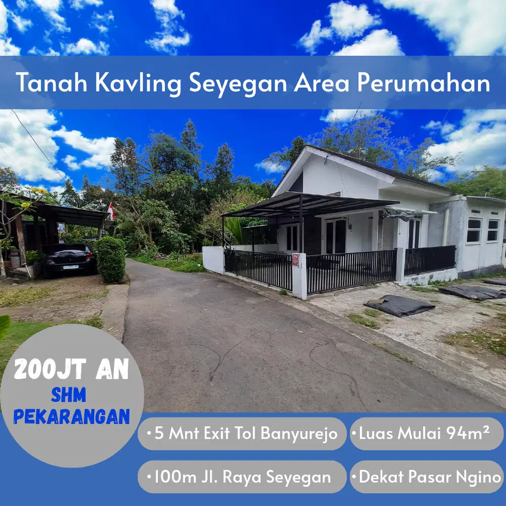 Tanah Kavling Seyegan 5 mnt Exit Tol