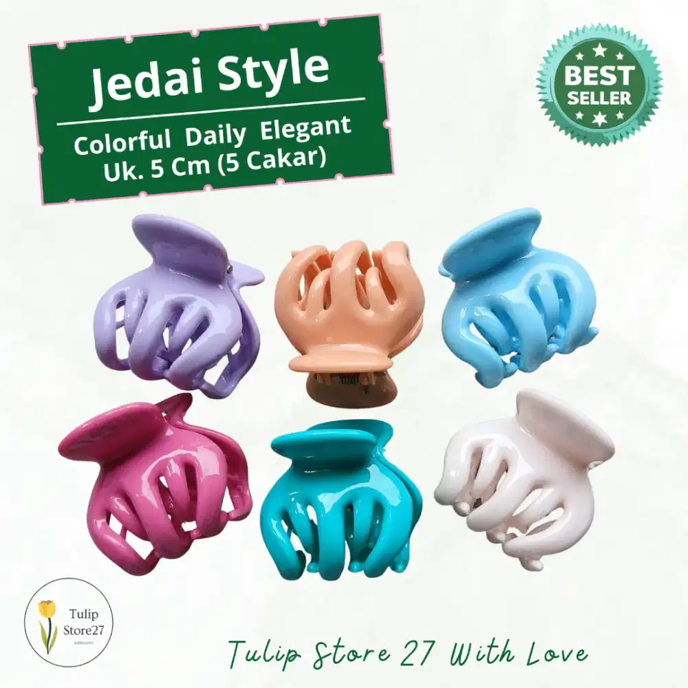 Jedai Jepitan rambut anak dewasa glossy Cm  dengan 5 Cakar