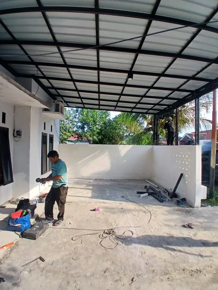 Kanopi Bajaringan Cat Hitam Atap Spandek