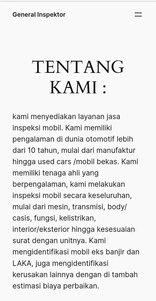 Inspeksi mobil bekas ( jual usaha/ide)