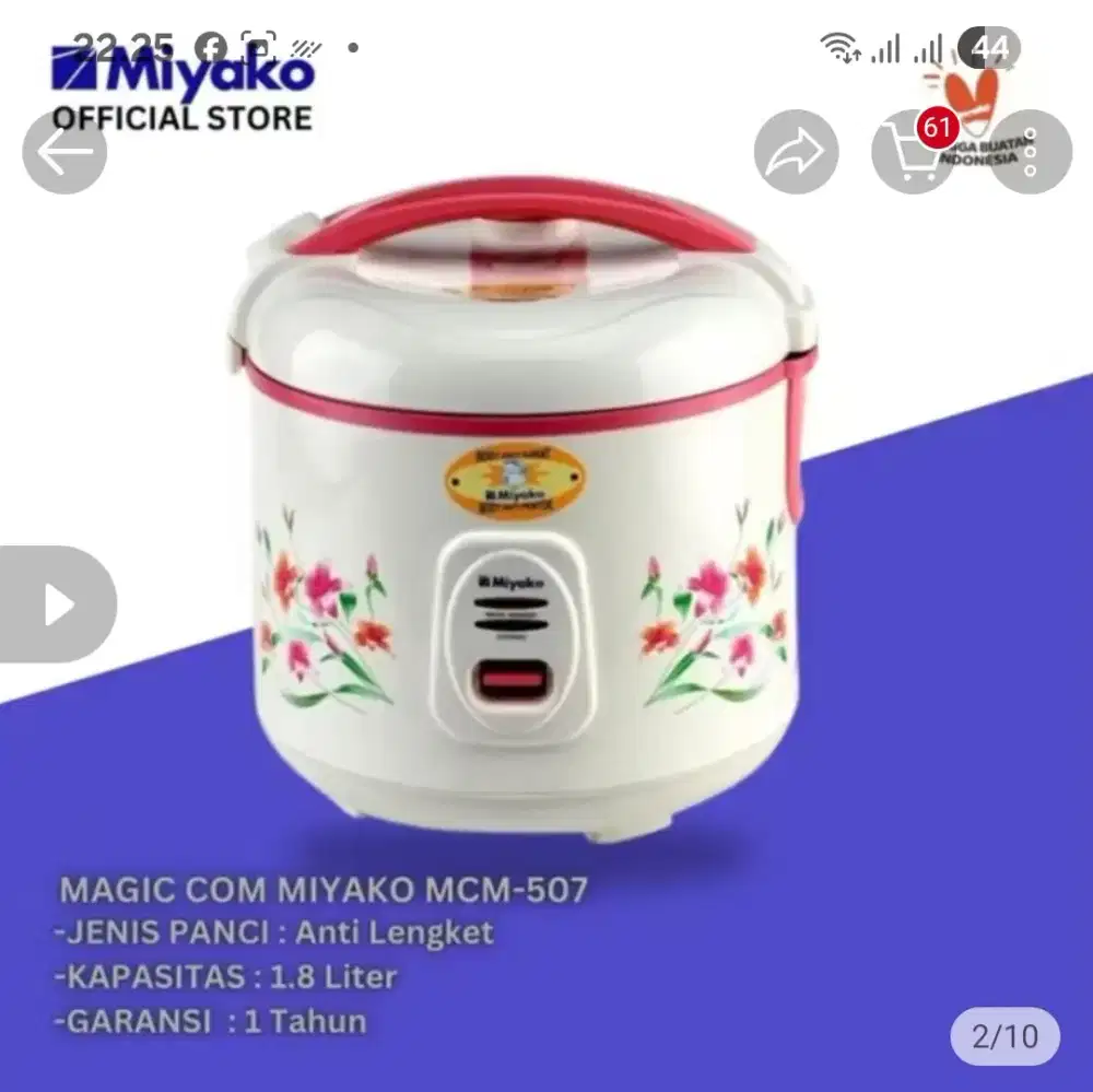 Miyako MCM507 Rice Cooker - 1.8 L