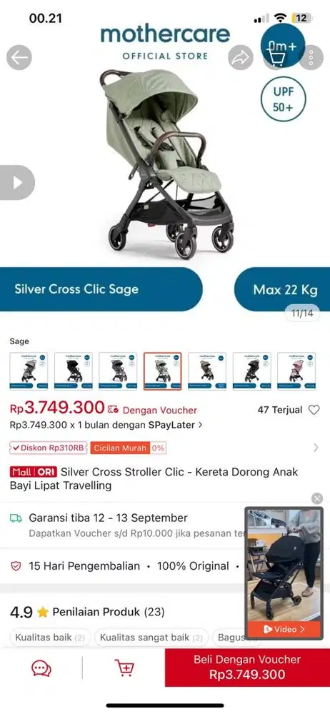 pre❤️ stroller merk silver cross clic series cabin size travel friendly