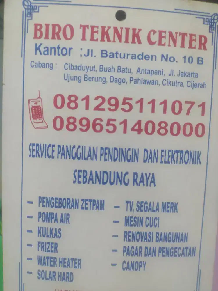 servise elektronik. kulkas, mesin cuci, pompa air dan bocoran rumah