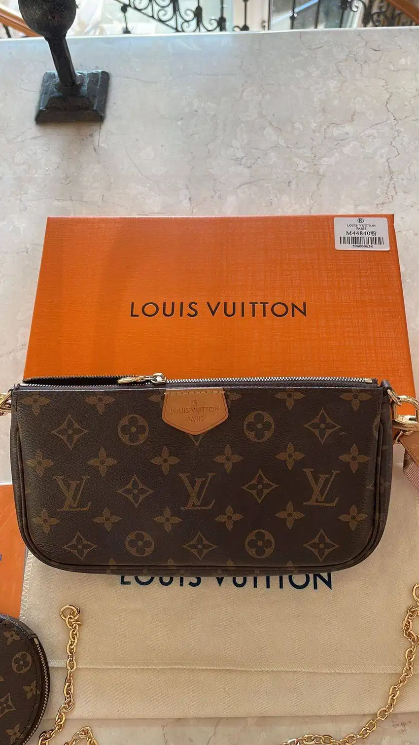 Preloved L V Multi Pochette Monogram 3 in 1 strap Pink  Mat