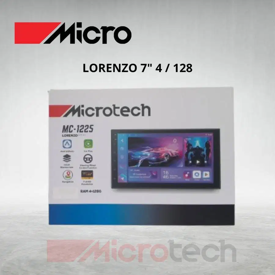 Headunit Android MICROTECH RAM 4GB ROM 128GB LORENZO - 7 inch CARPLAY
