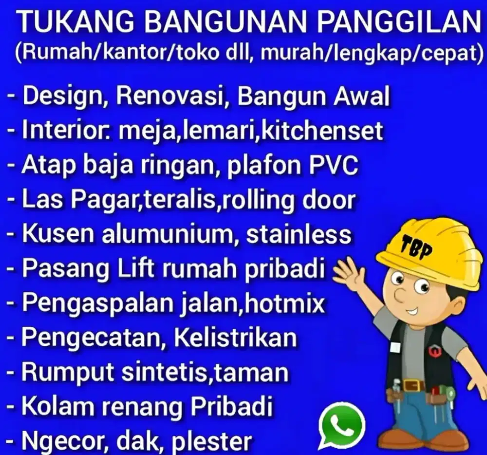 Tukang bangunan design renov bongkar rumah cafe kantor ruko gudang dll