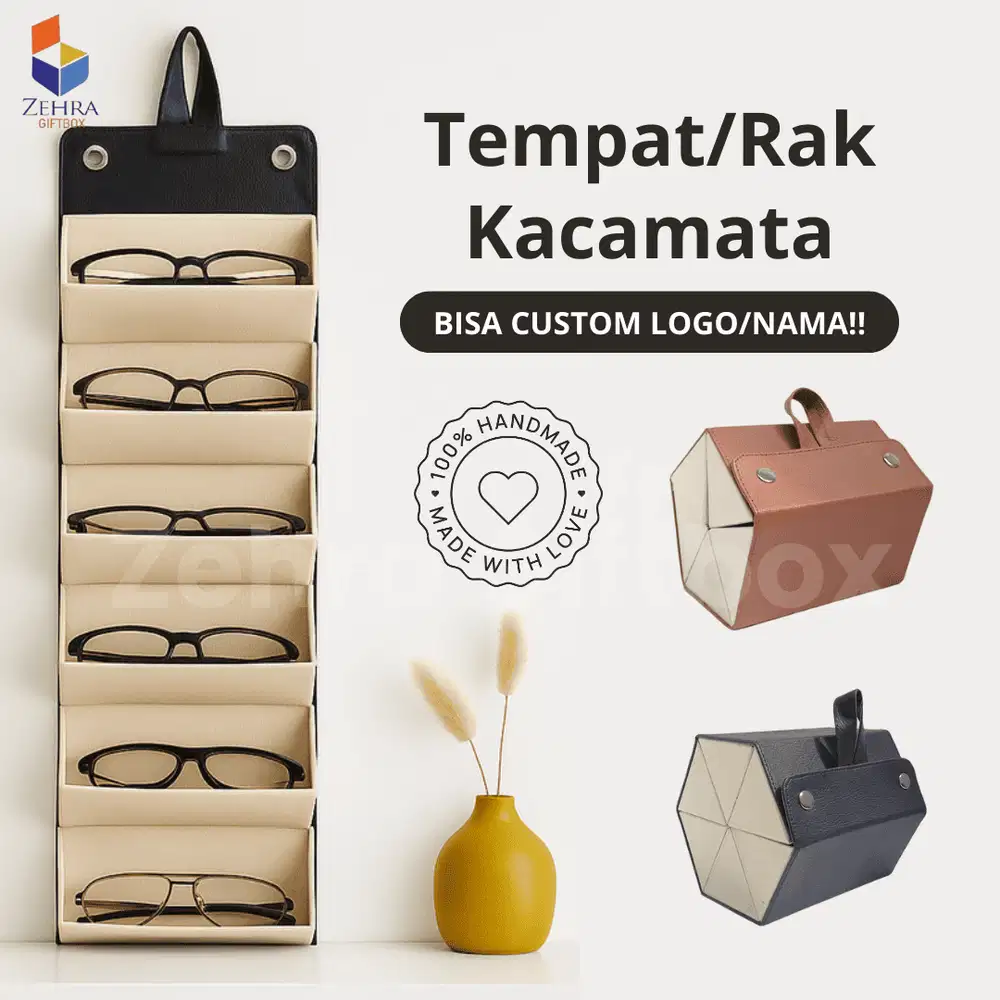 Box tempat koleksi kacamata  | Tempat kacamata murah kulit sintesis.